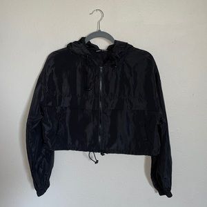 SHEIN adjustable cropped black windbreaker